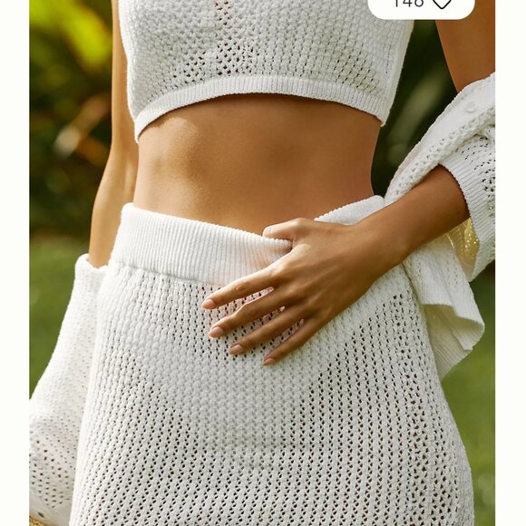 SET By Anthropologie Beach Crochet Sweater Mini Skirt and Sweater Top - Picture 4 of 8